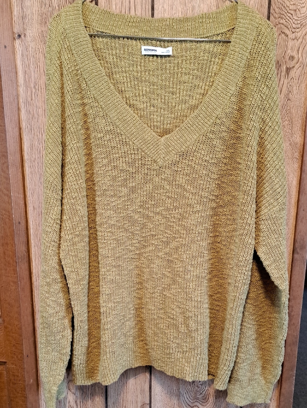 Sonoma Mustard V-Neck Knit Sweater XXL   NWOT